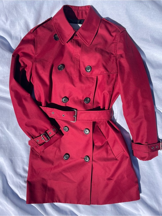 Coach Jackets & Blazers - Coach Double-Breasted Crimson Trench Coat with Belt